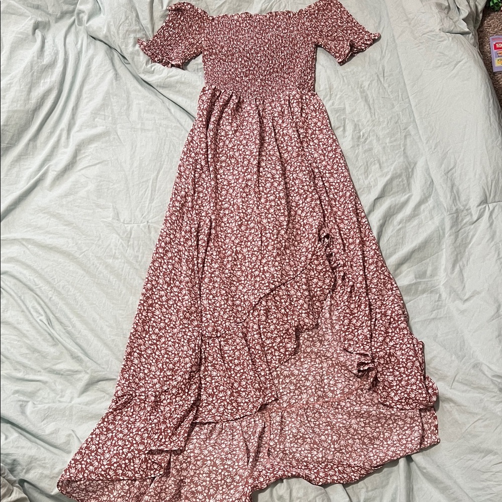 Francesca's Collections Pink Floral Maxi Dress